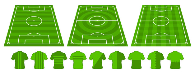 Football graphic for soccer starting lineup squad, Football starting XI, Soccer line up, football field with 3 grass texture and tshirt jersey vector