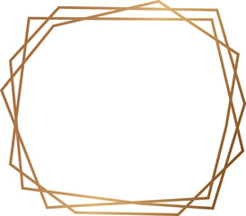 Gold geometric frame. Art deco polygonal border