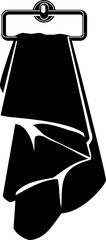 Black handcloth hanger icon. Towel silhouette symbol