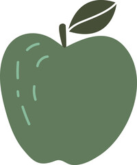 Green fresh apple icon. Fruit color doodle