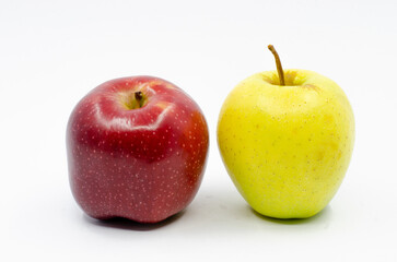 Red and yellow colored Apples. Red and green apples isolated on a white background.
