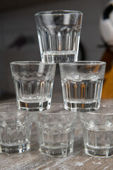 transparent glasses for alcohol mini bar in the form of a soccer ball
