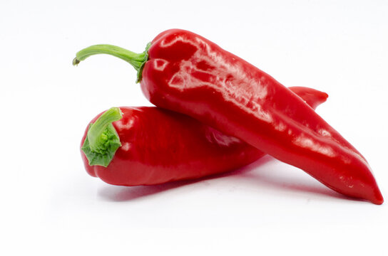 Red hot capia peppers. Red hot peppers isolated on white background.
