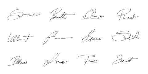 Autographs set vector collection