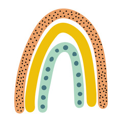 Cute vector rainbow. Baby design for birthday invitation or baby shower, poster, clothing, nursery wall art and postcard.