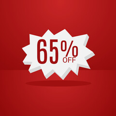 65% DISCOUNT Banner Discount Sale. Offer price tag discount. Special offers .