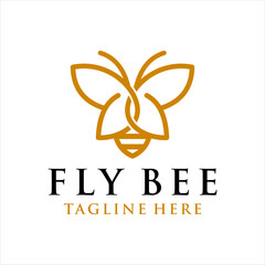 Butterfly and Bee logo design concept with line art style.
