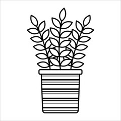 Linear vector ficus icon. Isolated outline picture of the houseplant