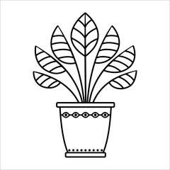 Linear vector ficus icon. Isolated outline picture of the houseplant