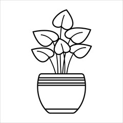 Linear vector cactus icon. Isolated outline picture of the houseplant