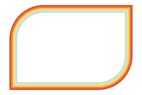 70s style retro colors frame template. Stripes decorative border. Lines background with copy space. Vector illustration.