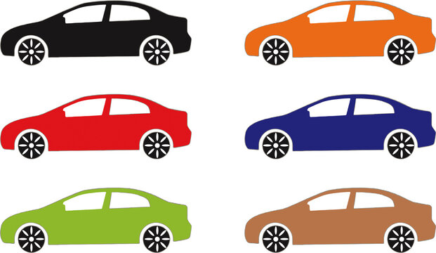 Beautiful colorful car icon set.f Illustration for multipurpose usage.