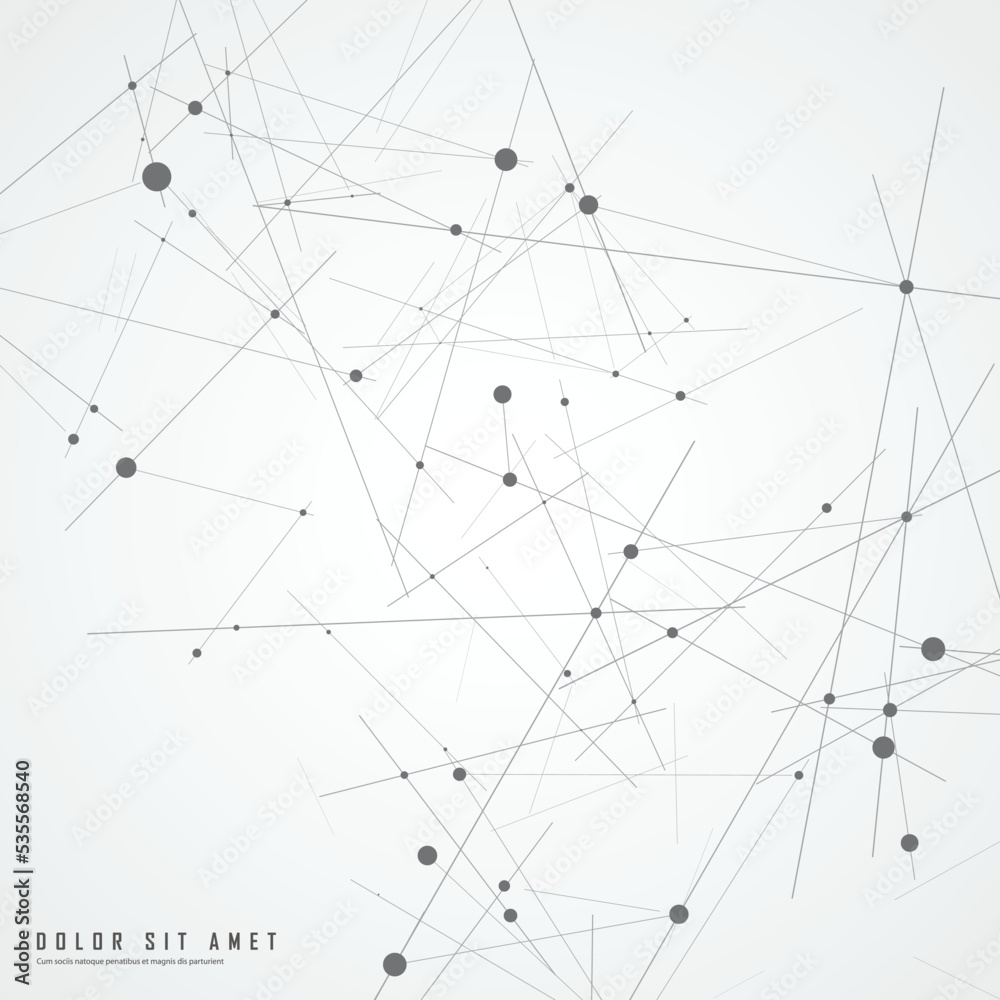 Aufkleber Geometric connected line and dots. Simple technology graphic background. Vector polygonal concept design