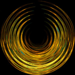 Golden abstract background with circles and glowing lines