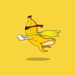 banana Superhero cartoon mascot 