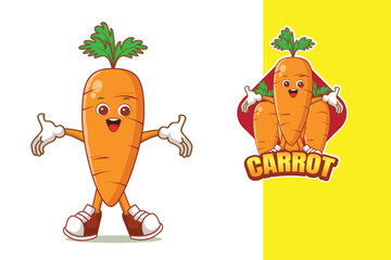 Carrot cartoon mascot logo cute