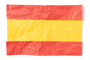 Flag of Spain made of crumpled paper isolated on white background