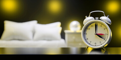 Naklejka premium Fall Back Time. Daylight Saving End. Alarm clock one hour back change