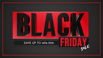 Fototapeta premium Black friday sale promo banner with 3d text style 