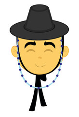 Vector emoji illustration of a yellow cartoon Asian man with a gat hat, classic of korean culture