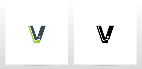 Golf Stick And Ball On Letter Logo Design V