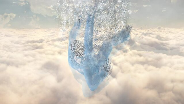 Man in pajamas falling in the dreams