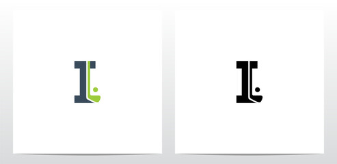 Obraz premium Golf Stick And Ball On Letter Logo Design I