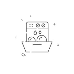 Dishwasher simple vector line icon. Symbol, pictogram, sign isolated on white background. Editable stroke. Adjust line weight.