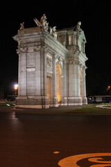 Fototapeta na wymiar Puerta de Alcala at night in the center of Madrid, Spain