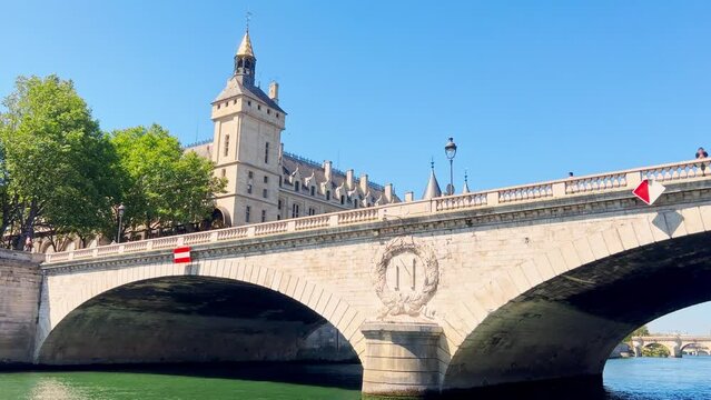 Supreme Court over Seine river and pont Neuf bridge in Paris