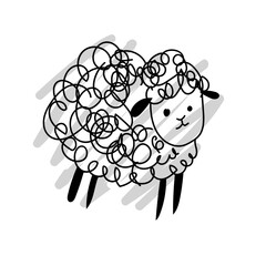 cute goat doodle childish hand drawn