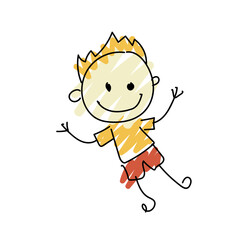 happy kids doodle childish hand drawn