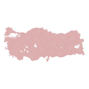 Abstract red map of Turkey dots planet, lines, global world map halftone concept. Vector illustration eps 10.
