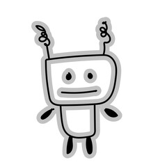 robotic doodle childish hand drawn