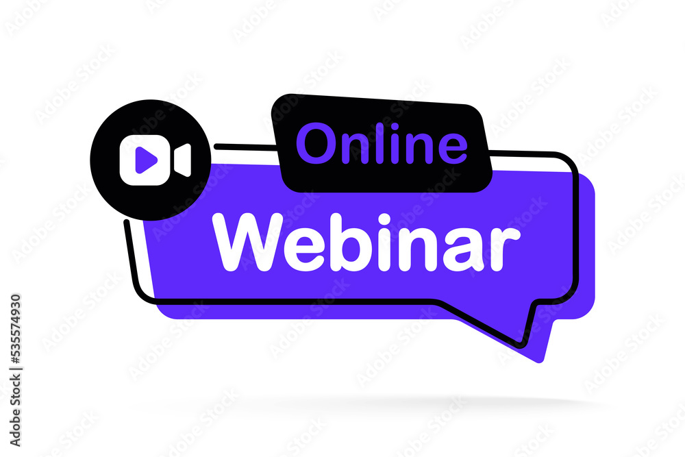 Poster online webinar button. online webinar, vector design element with play button. internet education. o