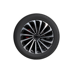 New car wheel isolated on white background, close up
