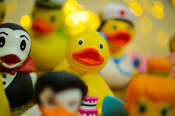 many rubber ducks as a voucher for a wellness weekend, birthday card
