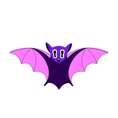 Vampire bat. Halloween spooky cartoon character isolated on white background. Flat style with black outline. Sticker, print on clothes, notebooks and phone cases. Vector illustration