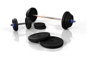 Weights isolated on white background. 3D Render