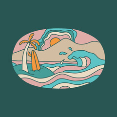 Good wave for surfing graphic illustration vector art t-shirt design