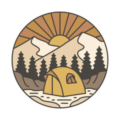 Camping and sunrise graphic illustration vector art t-shirt design