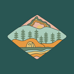 Camping in the beauty nature graphic illustration vector art t-shirt design
