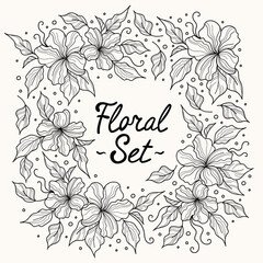 Hand drawing floral set