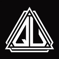 QU Logo letter monogram with triangle shape design template