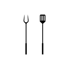 BBQ grill tools icon. spatula and fork icon symbol