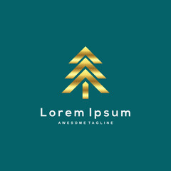 Luxury company tree gold color logo template