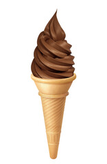 イラスト ソフトクリーム ビターチョコ リアル コーン