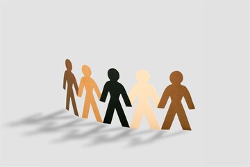 Multi cultural paper people cut on the desk