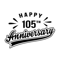 Happy 105th Anniversary. 105 years anniversary design template. Vector and illustration.