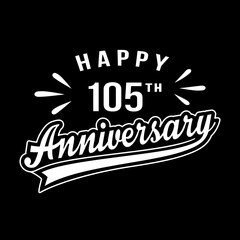 Happy 105th Anniversary. 105 years anniversary design template. Vector and illustration.
